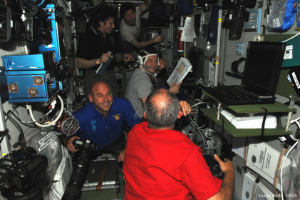 Guy Laliberte on board the International Space Station (2009).