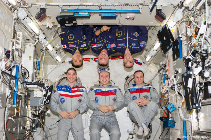 The International Space Station has a permanent crew of up to 6 professionals.